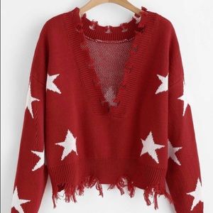 Red and white star sweater